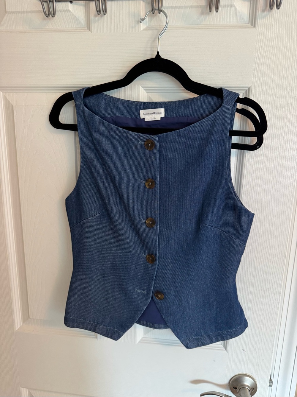 Lovers and Friends Agathe Vest Top in Blue Denim